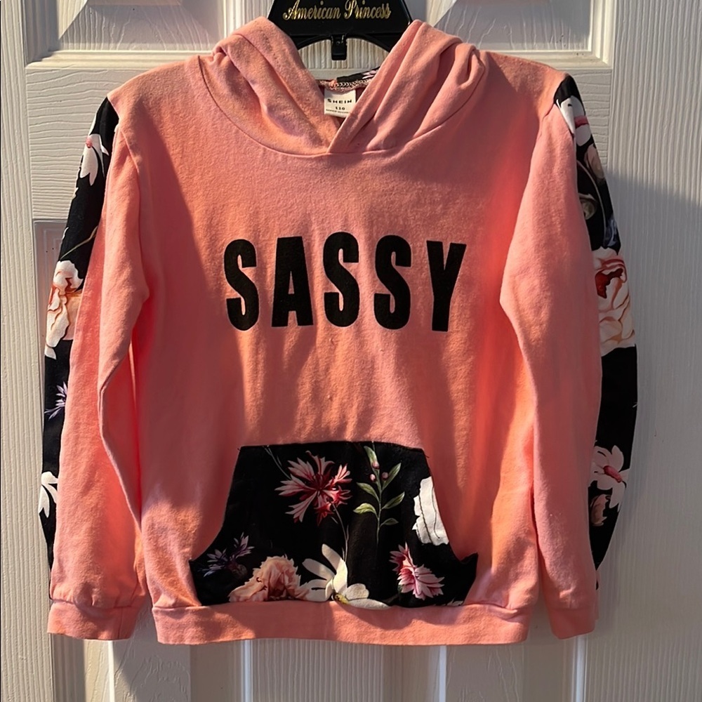 Sassy Pink Hoodie and pants with Floral Accents